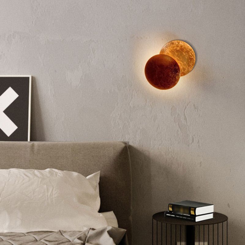 1-Light Round Wall Mounted Lighting Modern Style Metal Wall Lighting Fixtures