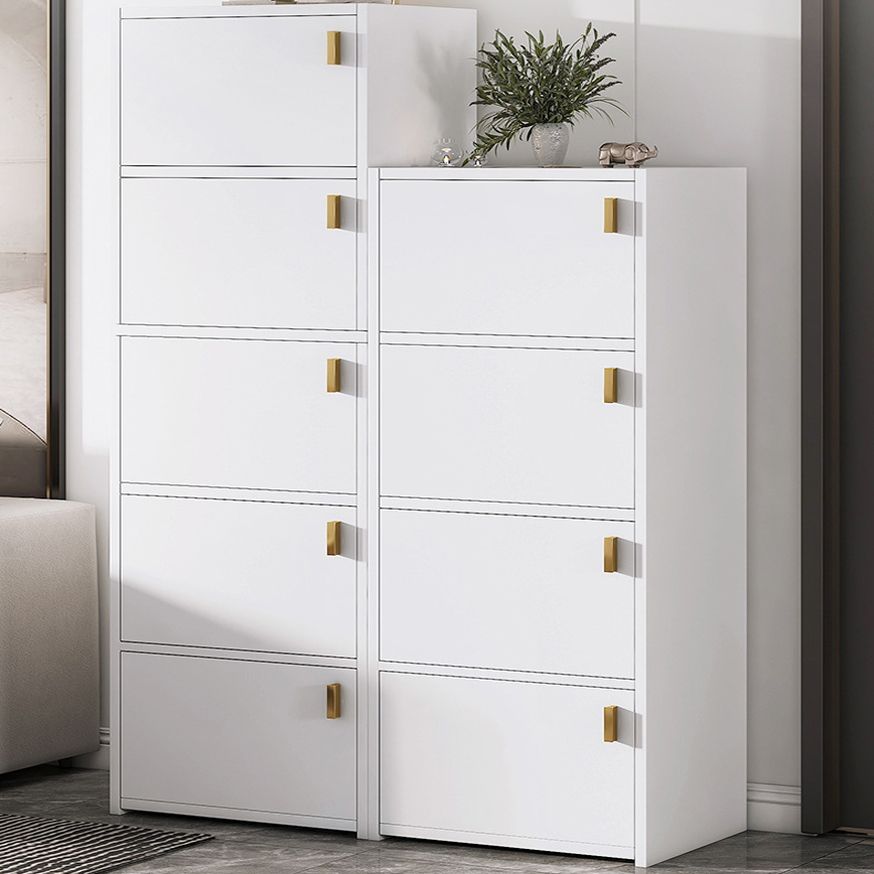 Modern Rectangle Chest White Wood Storage Cabinet with Drawer
