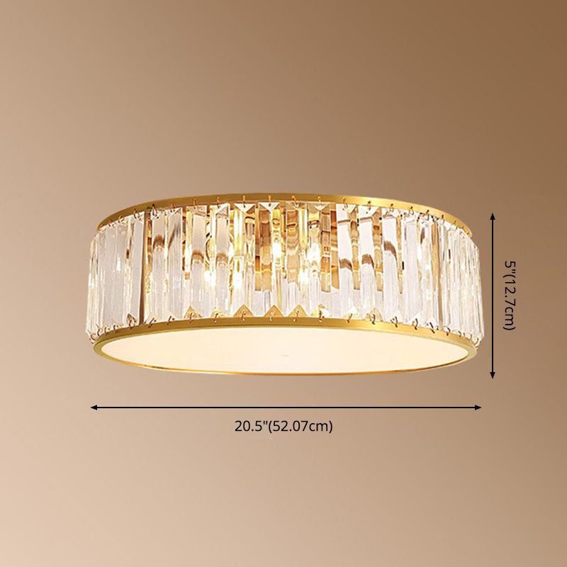 Luminaire encastré Plafonnier simpliste en cristal à tambour en or