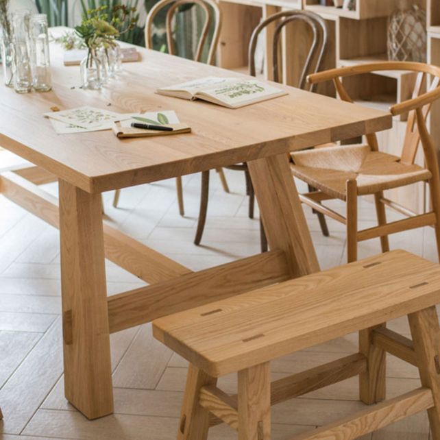 Natural Solid Wood Dining Room Table Contemporary Dinner Room Kitchen Table