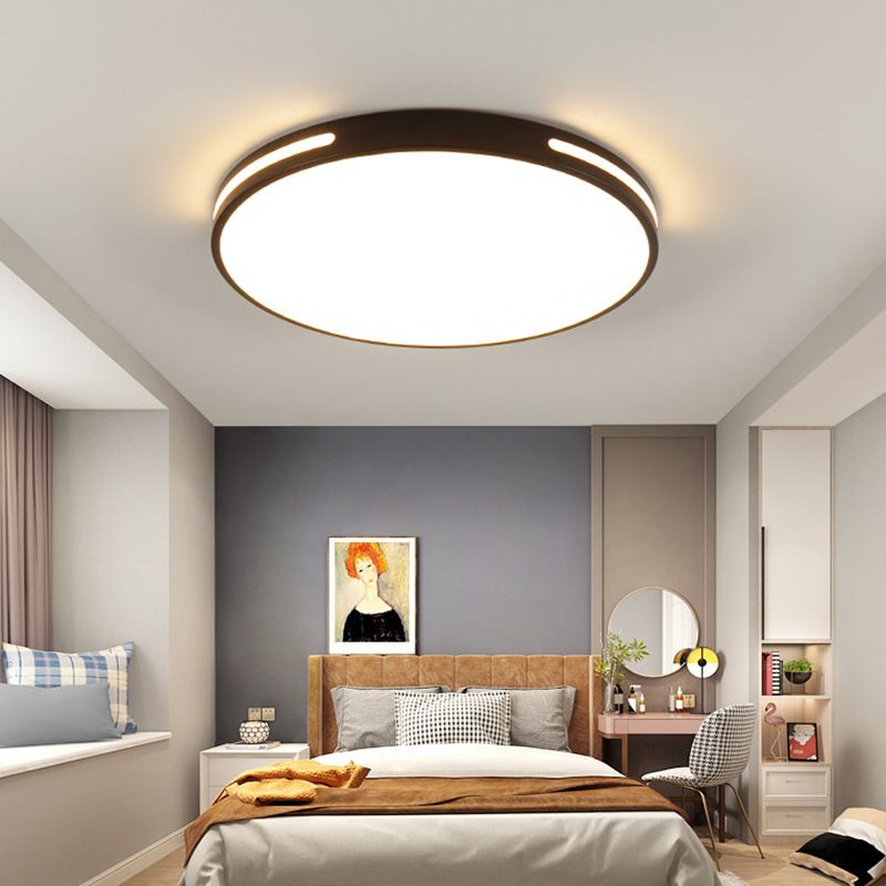 360° Surround Lighting Round LED Ceiling Light Modern Minimalism Metal Openwork Borders Flush Mount Lamp for Study Room