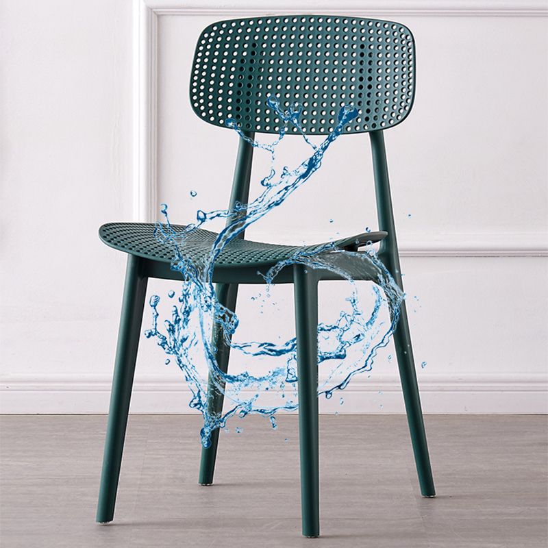 Sillas de comedor escandinavas sin brazos Silla auxiliar de plástico con respaldo abierto (juego de 4)