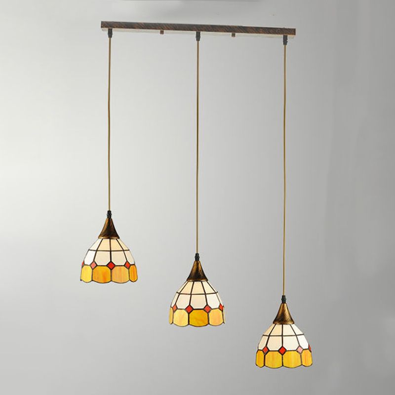 Glass Bowl Shape Hanging Lights Tiffany Style Hanging Mount Fixture for Restaurant