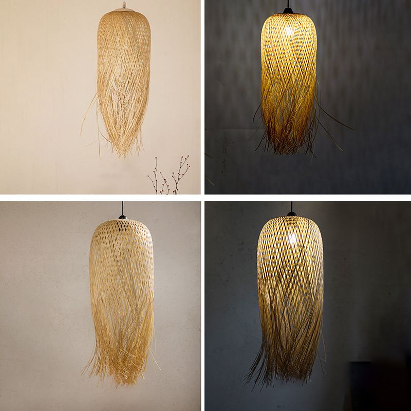 Chinesische handgefertigte Anhänger -Beleuchtungskörper Rattan Hanges Licht mit hängenden Kabel für das Restaurant