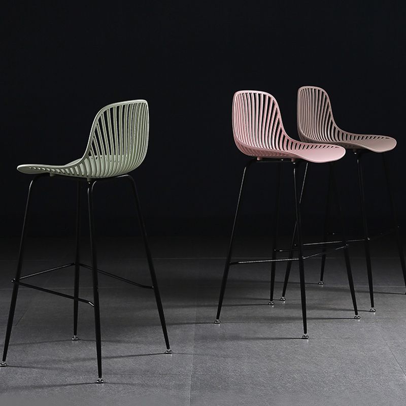 41" Height Backrest Armless Counter Stool Modern Iron Bar Stool with Plastic Cushion