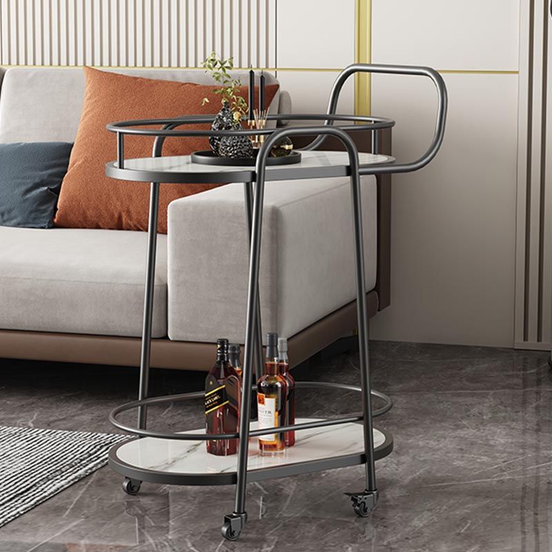 32.68" High Rolling Modern Prep Table Metal Prep Table for Dining Room