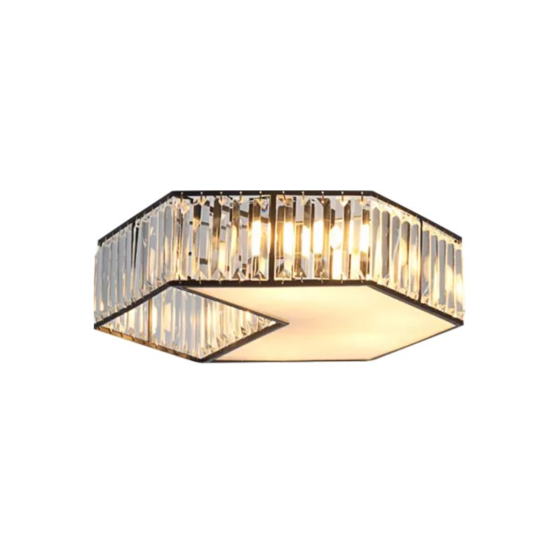 Harlequin Flush Lamp Minimalist 5 Teste Crystal Block Lampada da Soffitto in Nero