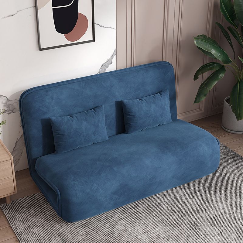 Velvet Sleeper Sofa 25.59" Wide Blue Foldable Armless Sofa Bed