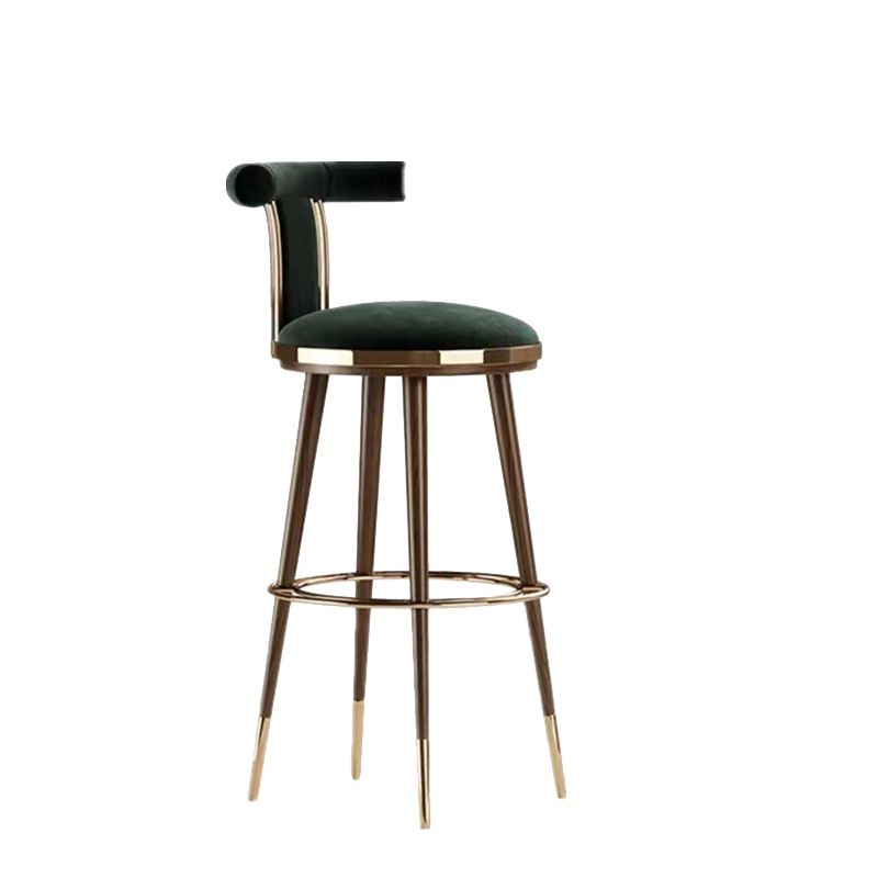 Velvet Matte Finish Counter & Bar Stools Contemporary Indoor Stools with Metal Legs