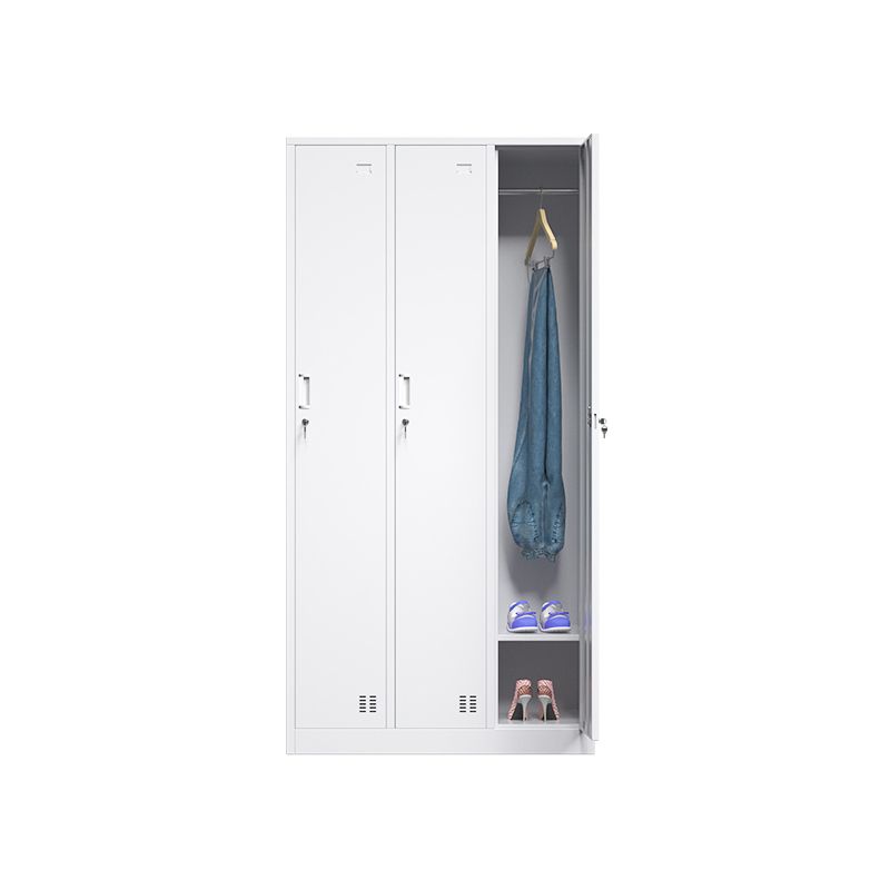 Contemporary Style Wardrobe Armoire Grey Steel Wardrobe Cabinet