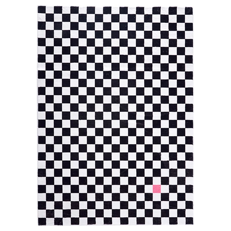 Multicolor Simplicity Area Rug Polyester Gingham Print Rug Non-Slip Backing Indoor Rug for Bedroom