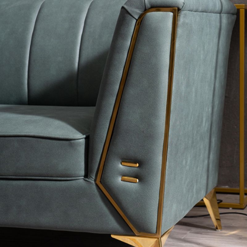 Contemporary Sewn Pillow Back Sofa with Tuxedo Arm for Apartment