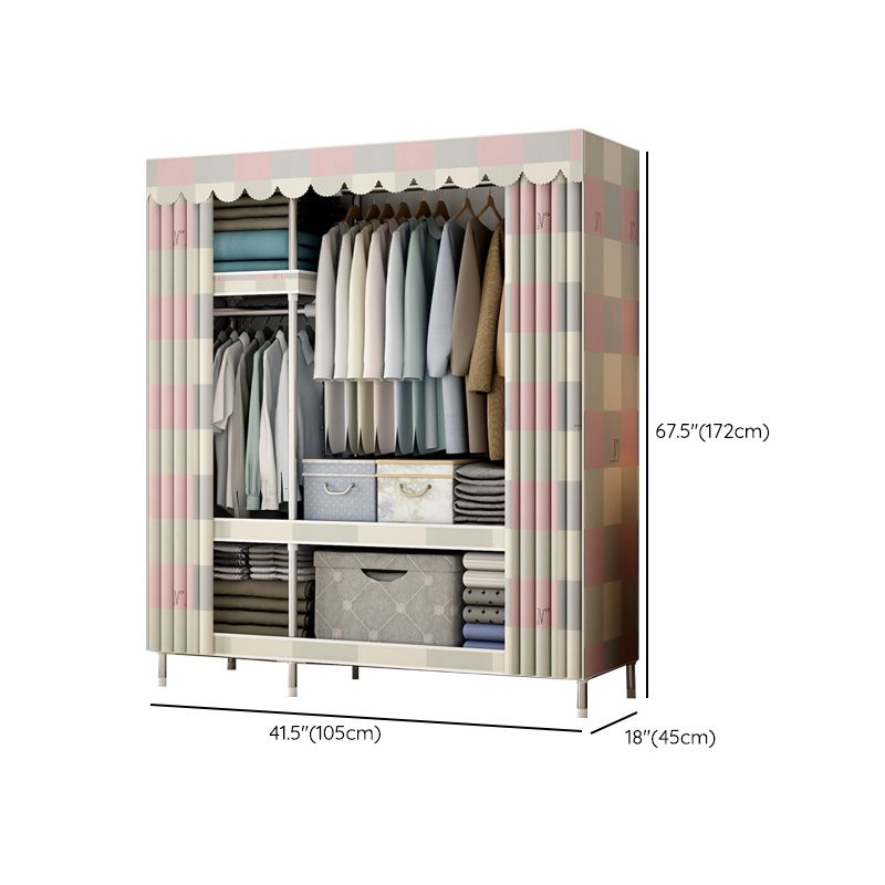 Contemporary Metal Wardrobe Cloth Rod Included Wardrobe Closet with Legs