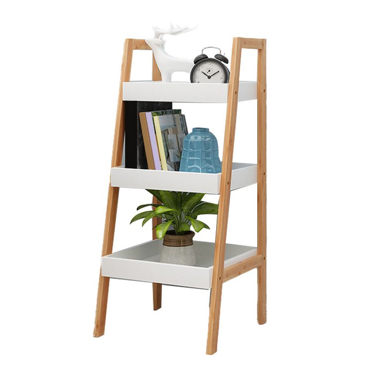 Simple Ladder Shelf Bookcase Modern Bamboo Bookshelf for Office Home