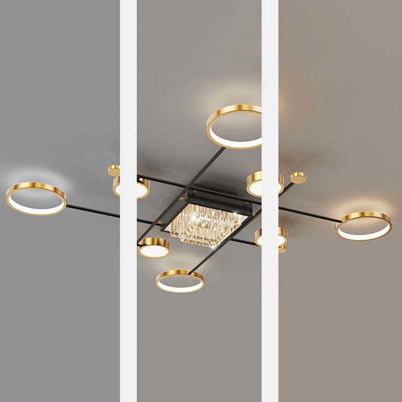 Éclairage du Mont-Flush moderne Sputnik Crystal Flush Mount Ceiling Light for Living Room