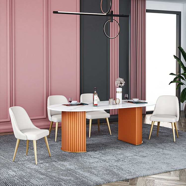 Oval Double Pedestal Dining Table Stone Furniture for Dining Room Home