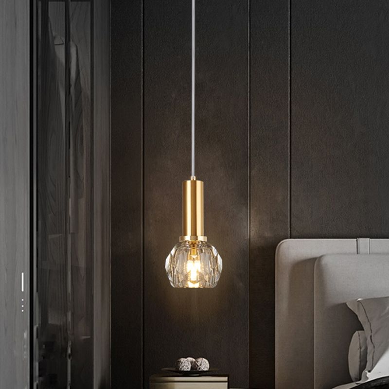 1 Lichthängeleuchte moderne Globus-Federlampe mit klarem Kristallschatten