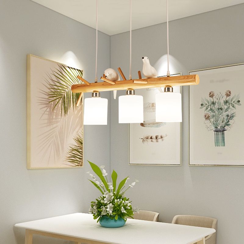 Luz de la isla colgante de cilindro de estilo moderno lámparas colgantes de vidrio blanco