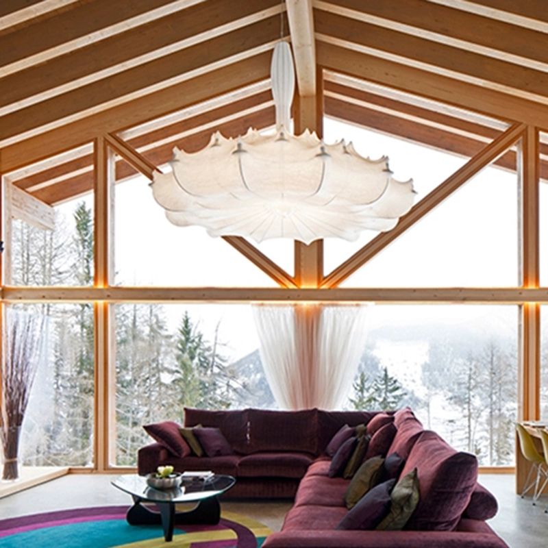 Stoff weiß Suspension Anhängerlampe Moderner Stil einzigartiger 1-Licht-Tropfen Anhänger