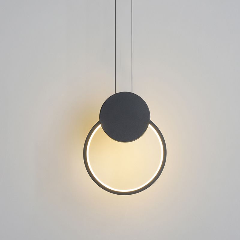 Black Geometric LED Pendant Light in Modern Minimalist Style Wrought Iron Hanging Light with Acrylic Shade