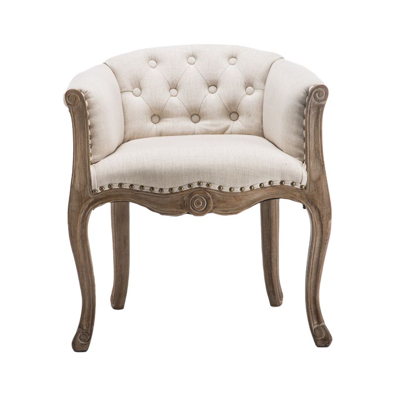 Upholstered Dining Arm Chair Tufted Dining Armchairs with Rubberwood Legs