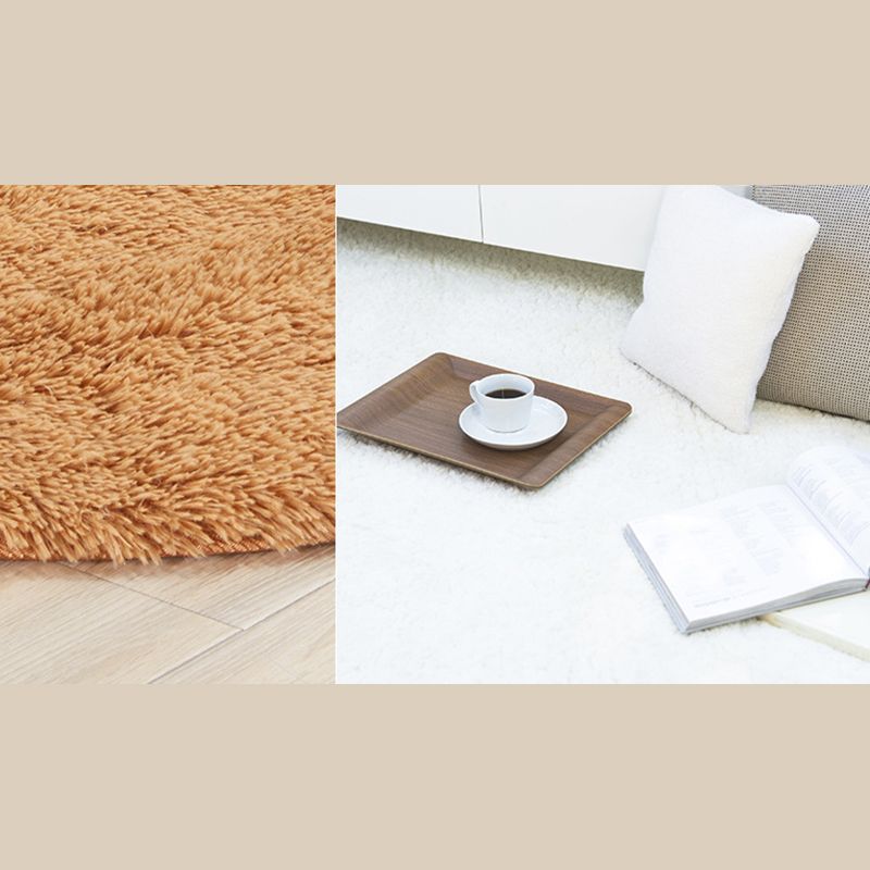 Simplicity Plain Shag Rug Contemporary Round Carpet Nylon Anti-Slip Backing Carpet for Living Room
