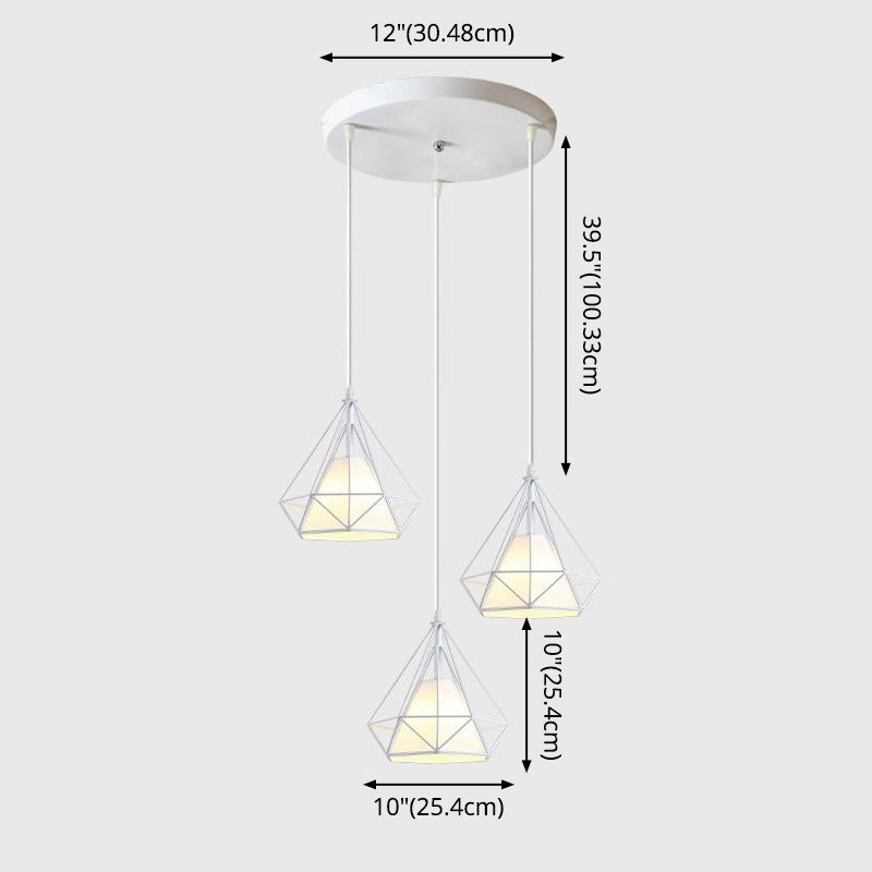 3 luci Diamond Cage Multi Cioncant Light Creative Industrial Metal Multi-Light Ciondolo per il ristorante