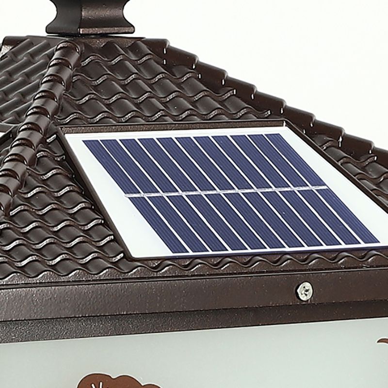 Metal Rectangle Shape Solar Pillar Lamp Modern Style 1 Light Waterproof Outdoor Light