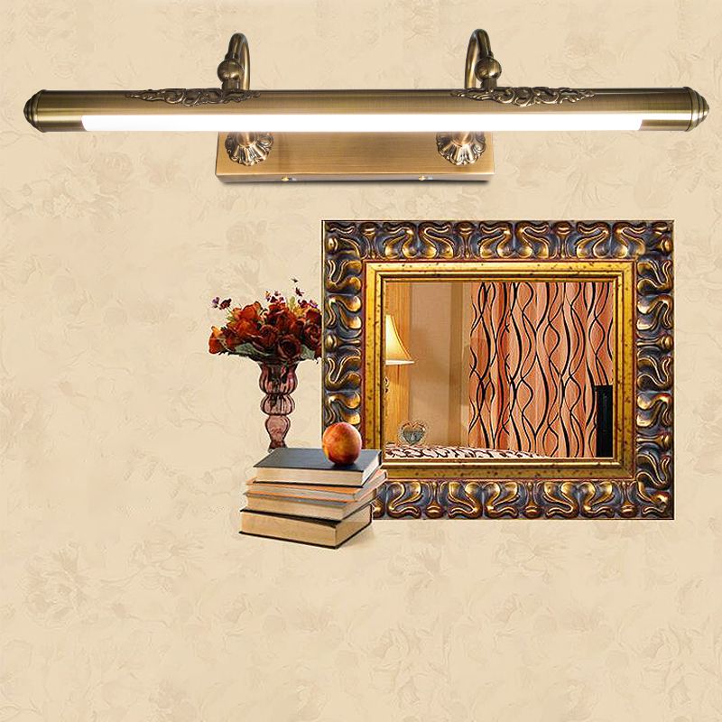 Simple Brass Mirror LED Wall Light Sconces with Acrylic Shade for Bathroom