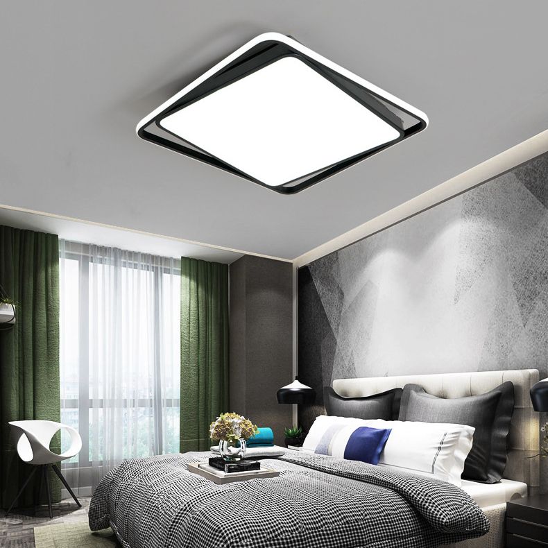 Éclairage de plafond affleurant acrylique géométrique de montage affleurant mené noir de style moderne