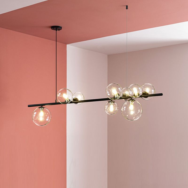 Estilo moderno de forma esférica luces de isla vidrio 9 Ideas de iluminación de la isla de la luz en negro