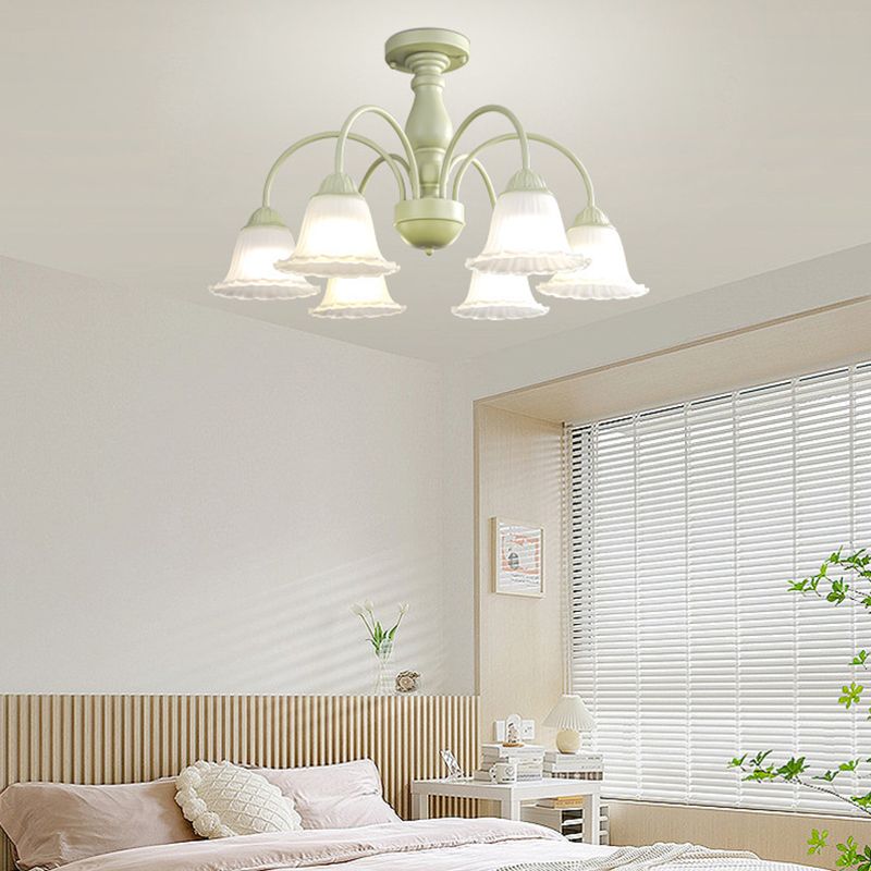 Modern Ceiling Lamp Metal Flush Mount Light Fixture with Glass Shade for Bedroom