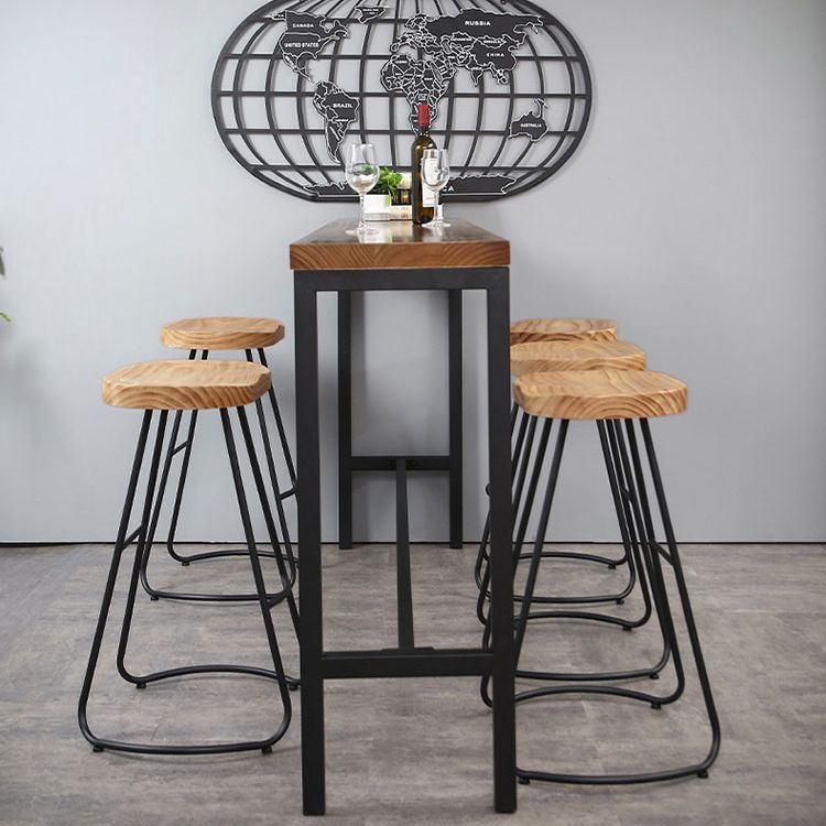 Industrial 1/4/6 Pieces Bar Table Set Rectangle Pine Wood Counter Table with High Stools