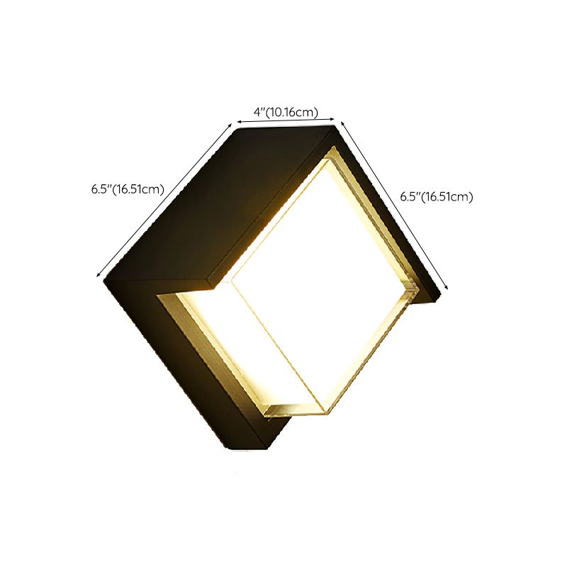 Modern Metal Wall Sconce Geometric Shape Wall Light with Acrylic Shade for Courtyard