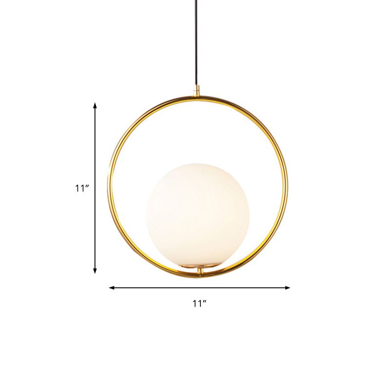 Pendante à nuance sphérique moderne avec anneau Verre givrée 1 clair