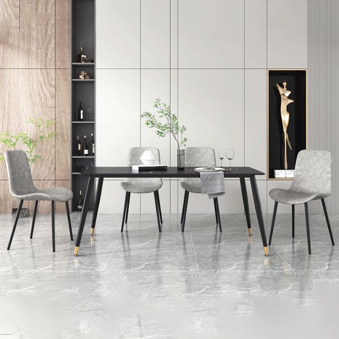 Traditional Luxury Dining Table Sintered Stone Rectangle 4 Legs Table for Home