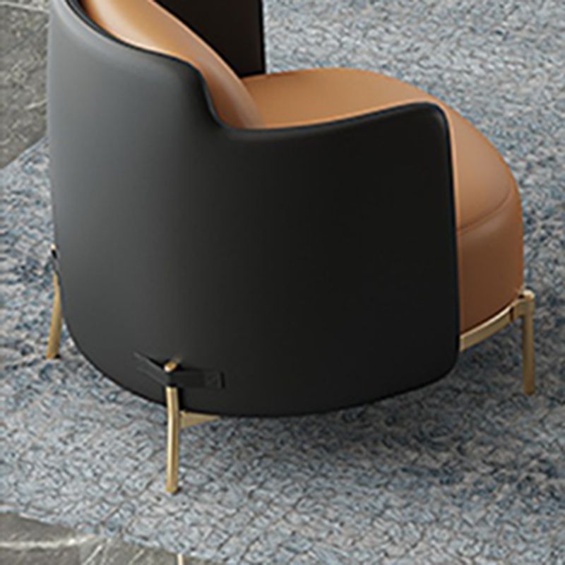 Leather Lounge Chair Square Arms Solid Color Side Chair with Golden Legs