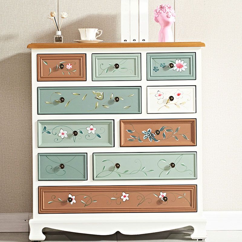 Nautical Bedroom Storage Chest 14.5" Wooden Chest with 10 Drawers