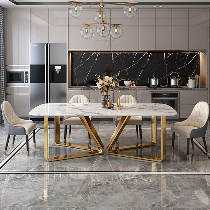 Traditional Luxury Metal Base Table Rectangle Dinner Table for Home