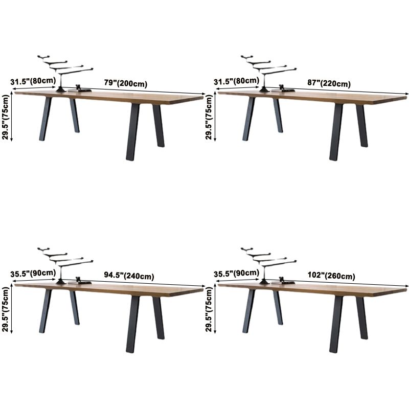 Rectangle 4 jambes Table à manger industrielle Couleur en bois Tableau fixe de bois massif