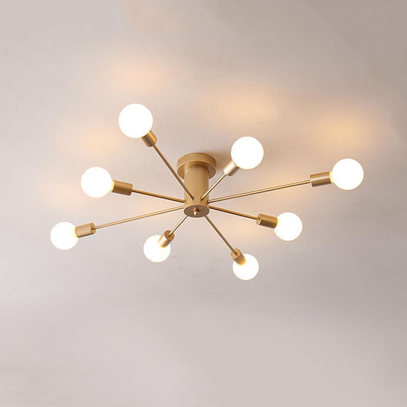 Minimalism Sputnik Flush Mount Metal Semi Flush Mount Light for Living Room