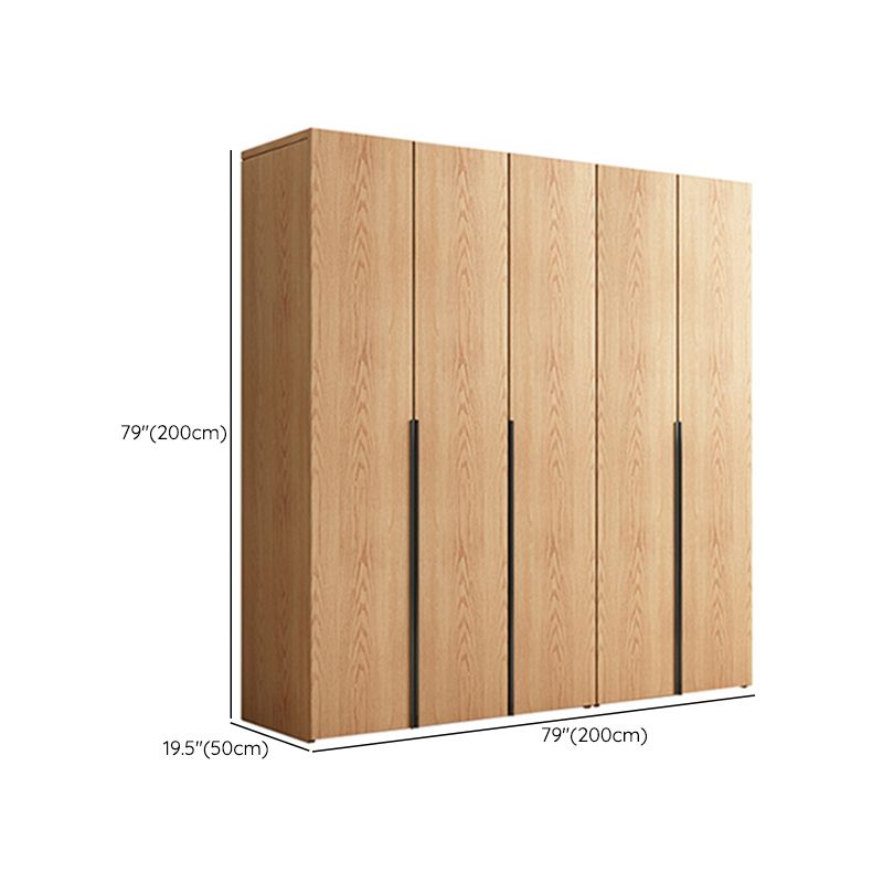Contemporary Freestanding Natural Wardrobe Oak Solid Wood Wardrobe with Shelves