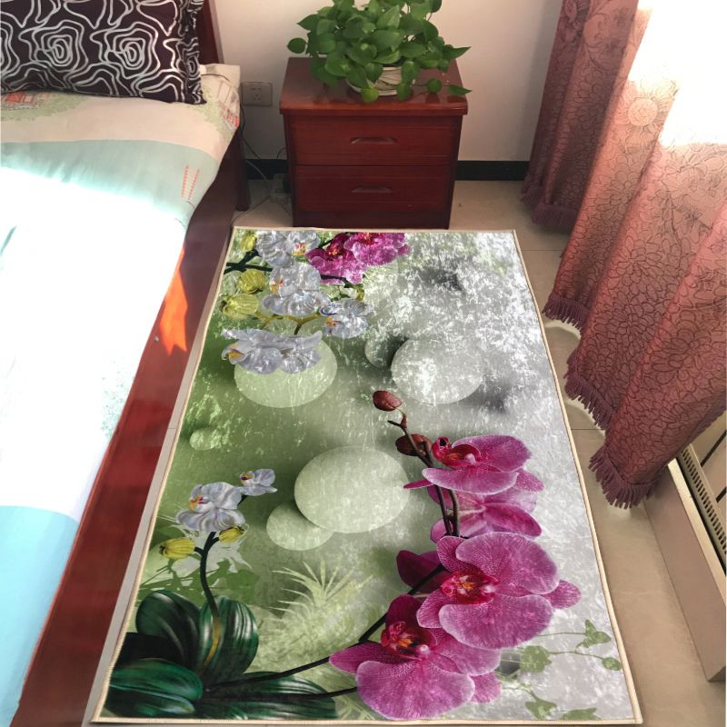 Stijlvol rood gebied Rug bloempatroon polyester gebied tapijt vlekbestendig vloerkleed voor slaapkamer