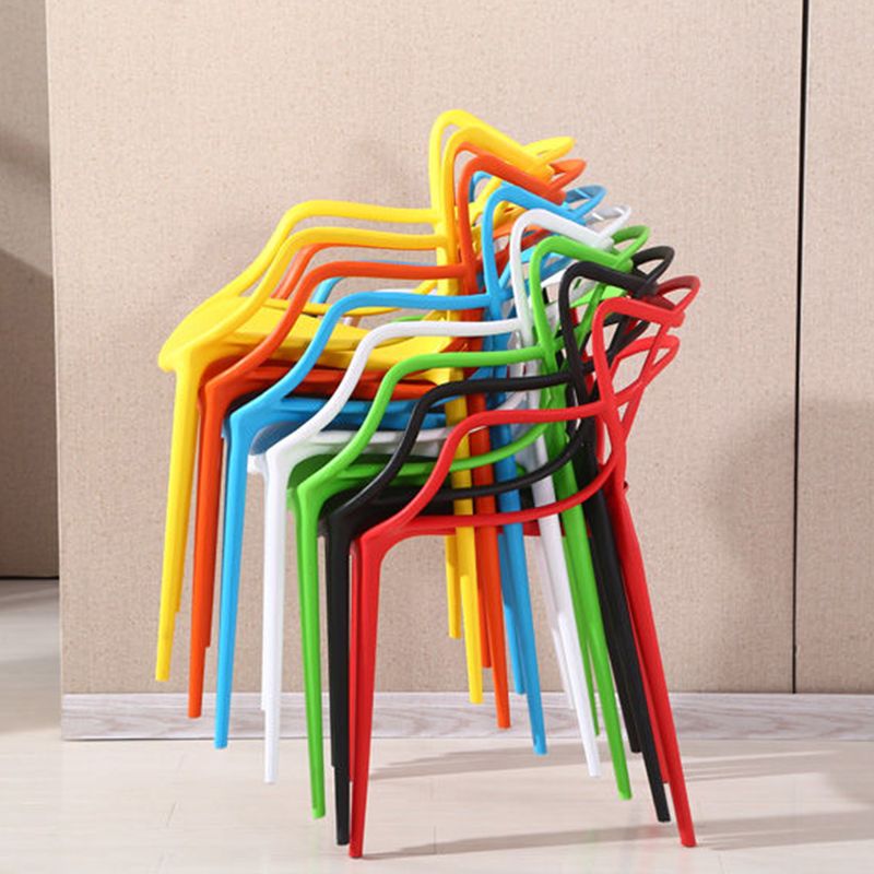 Contemporary Style Dining Armchair Plastic Open Back Dining Chair