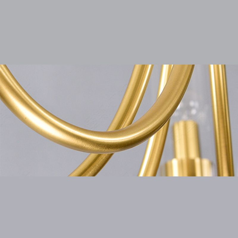 Post-Modern Metal Hanging Chandelier Light Clear Glass Shade Ceiling Chandelier in Gold for Living Room