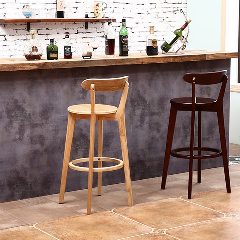 Scandinavian Matte Finish Leather Barstool Rubberwood Home Stool