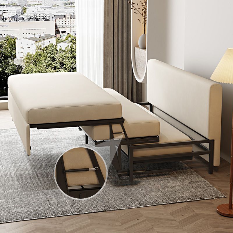 White Futon Sleeper Sofa Bed with Magazine Storage Convertible Sofas