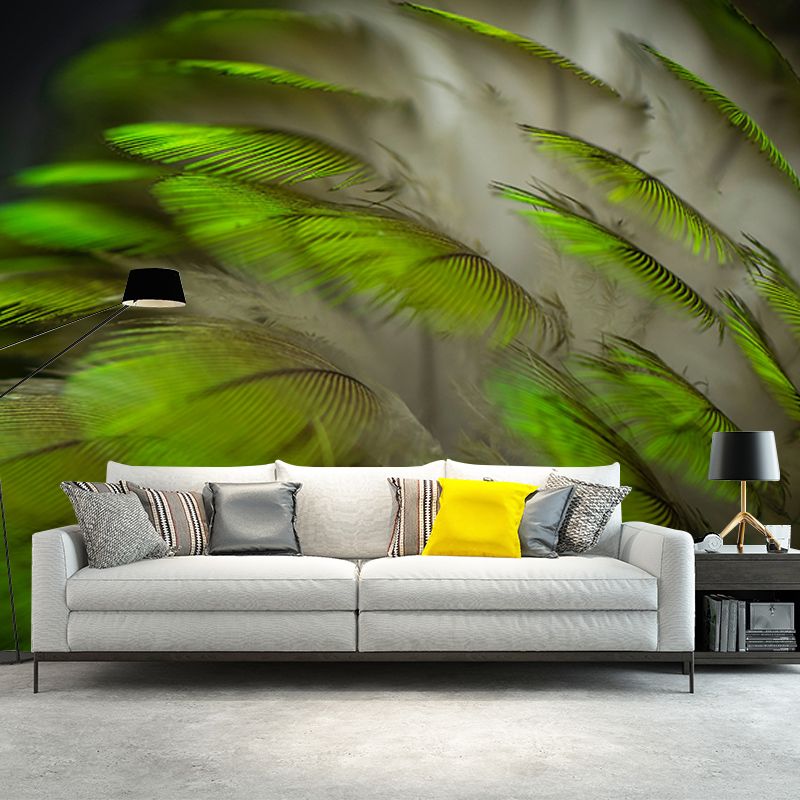 Photography Stain Resistant Mural Wallpaper Soft Feathers Sleeping Room Wall Mural