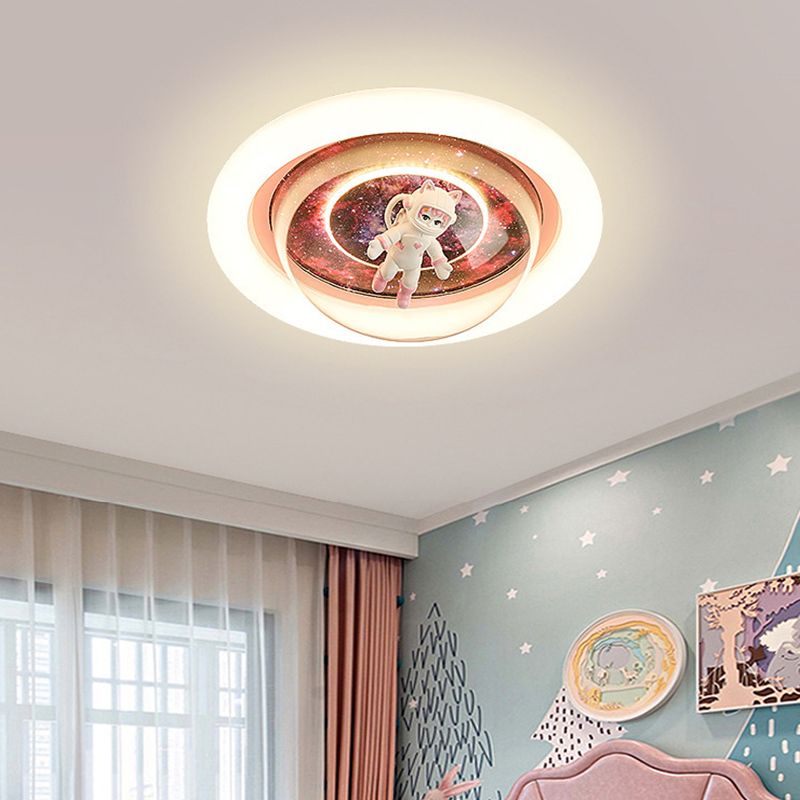 Round Shape Metal Flush Light Kid Style 2 Lights Flush Mount Ceiling Lights