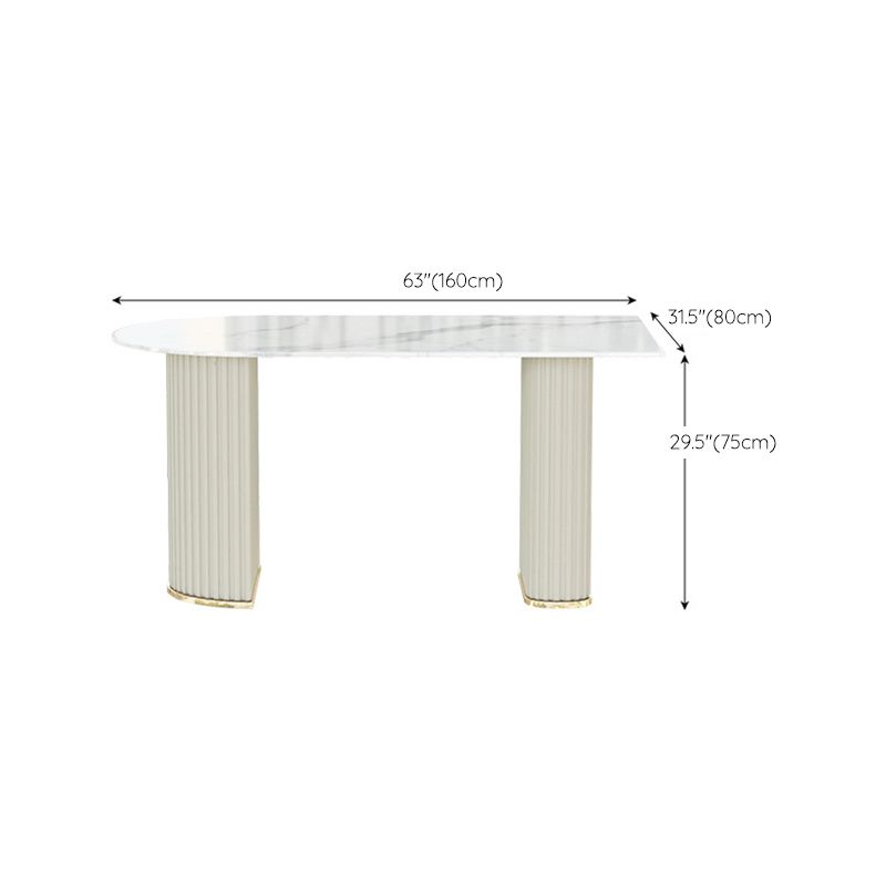 White Base Dining Room Table Modern Style Stone Table for Kitchen